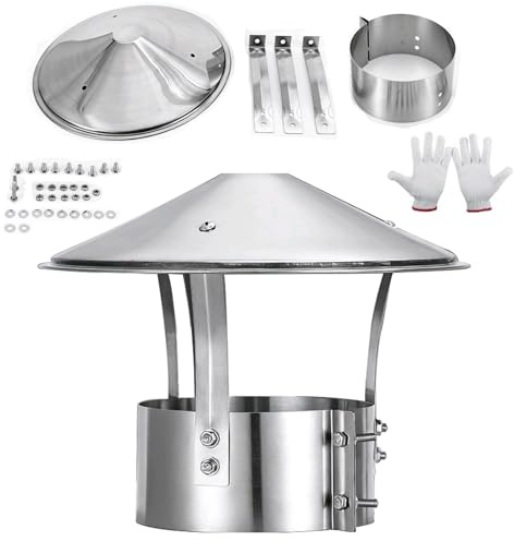 Roof Vent Cover, Cone Top Outdoor Ducting Pipe Top Chimney Cap, Stainless Steel Stove Pipe Cap, Rain Cap for All-Round Chimney, Cone Top Chimney Cap(315mm(12.5in))
