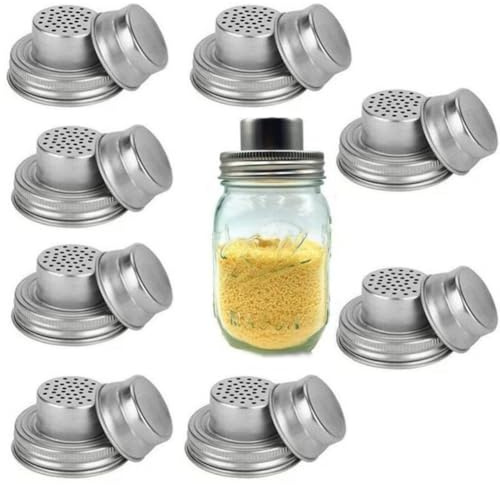 Homeponnew Edelstahl-Streuer-Deckel für Cocktails und Gewürze, 304 Edelstahl mit lebensmittelechter Silikondichtung, 74 mm Pfefferfilterabdeckung, 4 Stück
