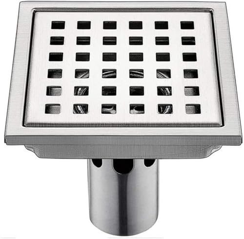 Scarico a Pavimento, Filtro per Piatto Doccia per Stanza Umida, Griglia Semplice in Acciaio, Flusso, Griglia Di Scarico Quadrata con Filtro per Capelli, 1 Pezzo