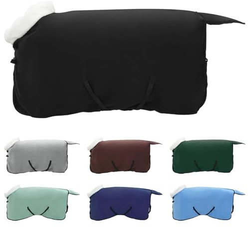 vidaXL Hästdyna Svart 75 cm Polar fleece, Modern hästtäcke, vinterfleece, utomhus, ridsportutrustning, justerbart, varmt för kalla dagar