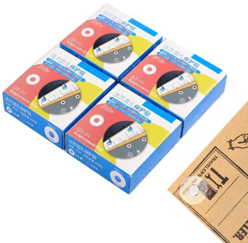Ultra Clear Anti Glare Hole Punch Reinforcers with Smooth Dispenser Box, Self Adhesive Ring Binder Reinforcement Rings, Waterproof Loose Leaf Paper Hole Protector Labels, 4 Pack