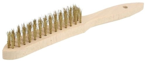 Flexovit 07660739495 Cepillos Manuales, Mango de Madera, Latón Ondulado, BRACW, HCB Forma, 290 mm L1 x 140 mm L2 x 25 mm L, 0.30 mm Alambre Diámetro, 3R Filas, Set de 12