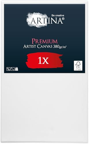 Keilrahmen Leinwand zum Bemalen 70x100 cm – Artina Premium FSC® bespannte Keilrahmen Leinwände zum malen für Acrylfarben Canvas 100% Baumwolle – Acryl Leinwand Rahmen