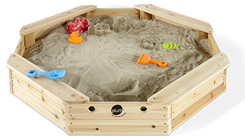 Plum Sandkasten Treasure Beach aus Holz – Outdoor-Sandkasten für Kinder aus Holz, Sitzbank, Natur (25067)