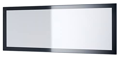 Vladon Spiegel Lima, Wandspiegel mit Rahmen im modernen Stil, Schwarz Hochglanz (139 x 55 cm)