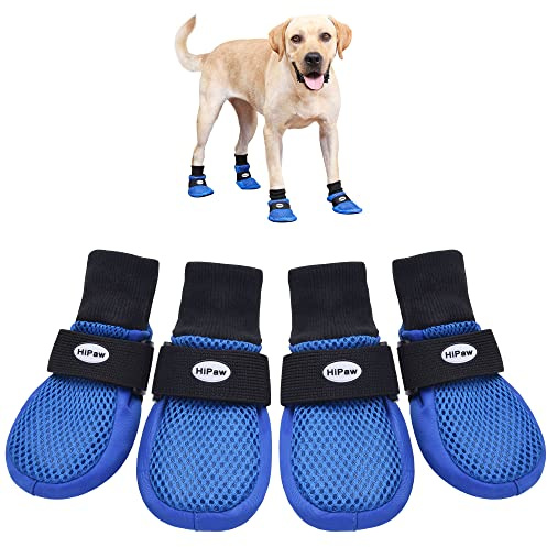 Hipaw Breathable Dog Shoes for Medium Large Dogs,Comfortable Dog Boots with Non-Slip Soles,Paw Protectors for Cold or Hot Pavement,Dog Booties for Hardwood Floors Daily Walking
