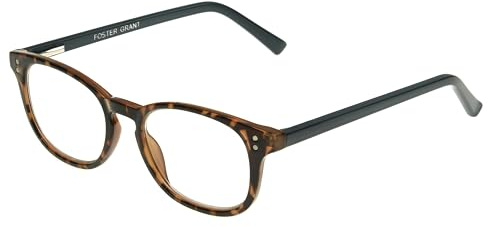 Foster Grant Women's Elodie Round Reading Glasses, Brown Tortoise/Transparent, 59 mm + 1.5