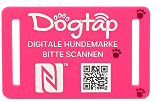 Dogtap Light Big, digitale Hundemarke für mittlere bis große Hunde, mit NFC-Chip und QR Code für Kontaktdaten und Steckbrief, aus Silikon, wasserfest, flexibel, 67 x 40 mm