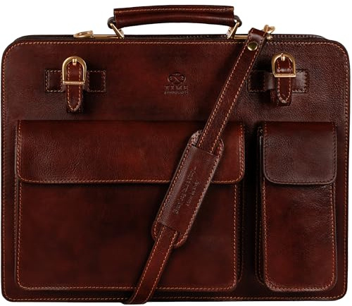 Time Resistance Cartella In Pelle - Borsa In Pelle Di Classe Per Uomo - Da Lavoro - Cartella Vintage (Marrone)