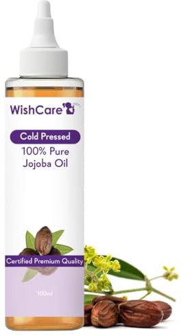 WishCare Olio di jojoba naturale non raffinato pressato a freddo puro - idratante per pelle, capelli e unghie, 100 ml