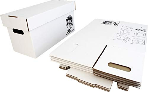 Durable - Set di 5 scatole portaoggetti per dischi in vinile da 17,8 cm, struttura robusta in cartone con coperchio rimovibile, contiene fino a 200 dischi ciascuna, resistenti per archiviazione sicura