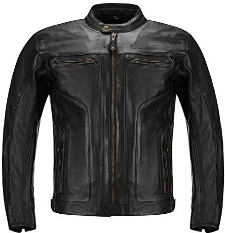 MTTKTTBD Retro Leder Motorradjacke Motorrad Jacke Herren Damen Wasserdicht Winddicht mit Protektoren Protektoren Jacke Roller Biker Touren Schutzjacken Motorradschutzjacke