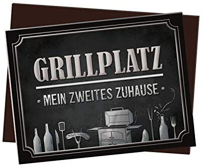 Kühlschrankmagnet mit Grill Motiv und Spruch: Grillplatz - Mein zweites Zuhause