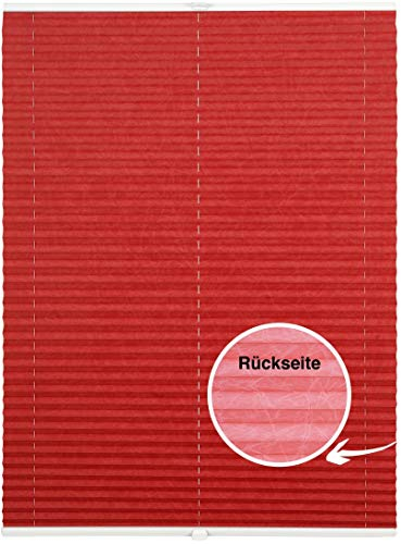 ondeco Crushed Plissee auf Maß für alle Fenster innen, ohne Bohren, Montage Klemmträger bis 27 mm, Sonnenschutz-Rollo lichtschutz und Blickdicht Rot-Thermo B: 91-100 cm, H: 151-200 cm