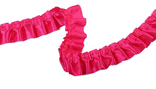 YYCRAFT Satin-Rüschenborte, 9,1 m, Meterware, 3,8 cm, Hot Pink
