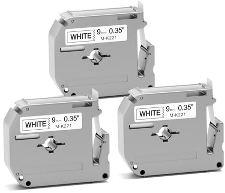 3x MarkField kompatibel mit Brother M-K221 9mm 3/8 Etikettenband Black on White, kompatibel mit Brother MK-221 MK221 MK221SBZ MK-221BZ Etikettenband für PT-65 PT-90 PT-80 PT-55 PT-60, Schwarz auf Weiß | kompatibel mit Brother MK-221 MK221 MK221SBZ MK-221BZ Etikettenband für PT-65 PT-90 PT-80 PT-55 PT-60, Schwarz auf Weiß