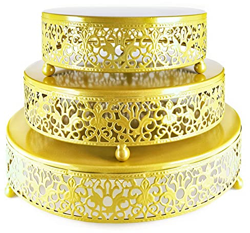 Eidoct 3 Stück Tortenständer Set Runde Metall Tortenständer Dessert Display Cupcake Ständer für Hochzeit, Event, Geburtstagsfeier (Gold)