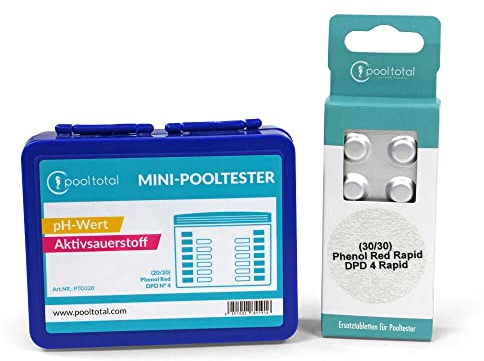 POOL Total Set> Mini-Pooltester, Schüttelbox Sauerstoff/pH + Refill