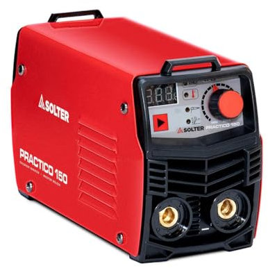 Solter Inverter Practico 150 – Soldador MMA/TIG por Raspado, 150A, Compacto y Ligero (2 kg), Hot-Start y Arc-Force, Maletín de Aluminio, Compatible con Generador, Ideal para Taller y Bricolaje