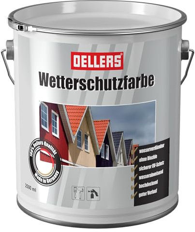 OELLERS Wetterschutzfarbe wasserbasierter Holzlack, 1L, RAL 3011 Braunrot, farbige Holzbeschichtung, 3in1 Grundierung + Deckanstrich + UV-Schutz für Innen und Außen, auch für Metall geeignet