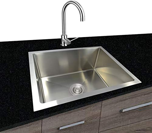 Omeere 54x44 Einbauspüle Edelstahl 304 Materialdicke 0,8 mm Spülbecken Spüle Küchenspüle eckig 1 Becken Unterbauspüle