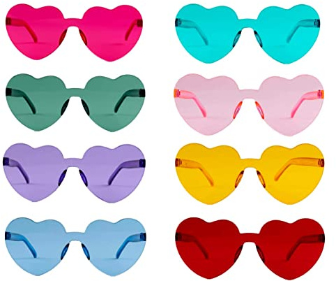 RunFar shop 8 Stück Brille Herz Hippie Brille Retro Kostüm Brille Lustige Partybrillen für Geburtstagsfeier Agent Party für Kinder und Erwachsene