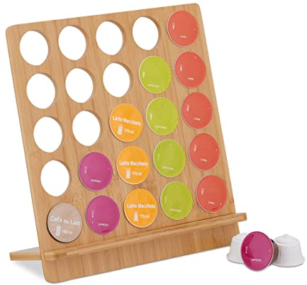 Relaxdays Kapselhalter für Dolce Gusto, Kaffeekapselhalter für 25 Kapseln, Kapselständer Bambus, HBT: 34x32x14 cm, Natur