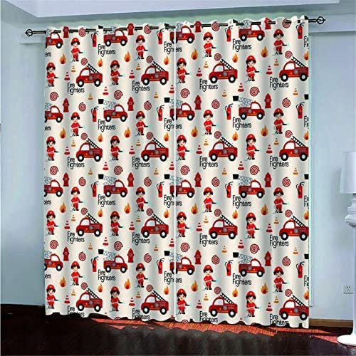 Vorhang Blickdicht Gardinen Mit Ösen - 2 Stücke 182(B) X214(H) cm Verdunklungsvorhänge 3D Cartoon Rotes Auto Muster Thermovorhang Für Kinderzimmer Wohnzimmer Schlafzimmer Weihnachtsgardinen