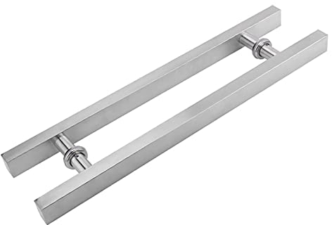 Tor-Hardware, gebürstetes Silber, Dickes Edelstahl-Vierkantrohr, Geschäft, Büro, Glastür, Push-Pull-Griff, verschiebbar, 8 Größen (1000 x 800 mm)