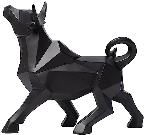 Morlinca Stier Statue Harz Stier Skulptur, Abstrakte Skulpturen Heimdekoration, Ornamente FüR Wohnzimmer, Schlafzimmer, BüRoschräNke, Geometrische Statuen, Heimdekoration, Ornament,Schwarz