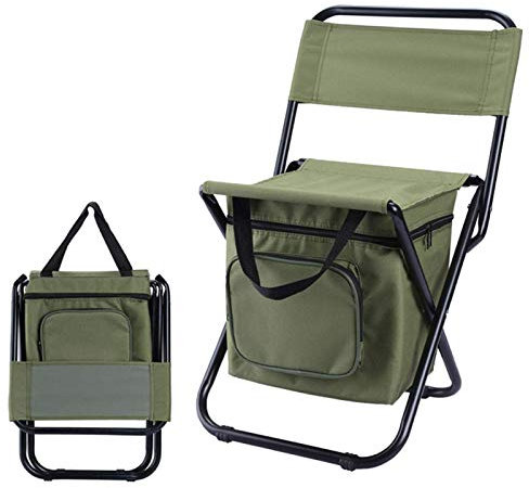 MaikOn Faltbank, tragbare Faltstühle, Klappstühle, klappbarer Camping-Tritthocker mit isolierter Kühltasche, tragbarer Outdoor-Rucksacksitz, for Angeln, Strand, Camping