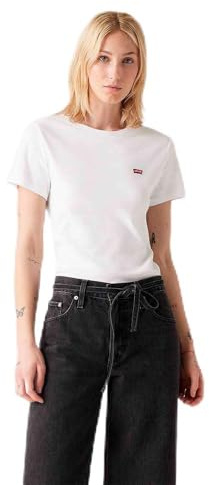 Levi's Maglietta a Maniche Corte da Donna Essential Housemark, Bianco., XS