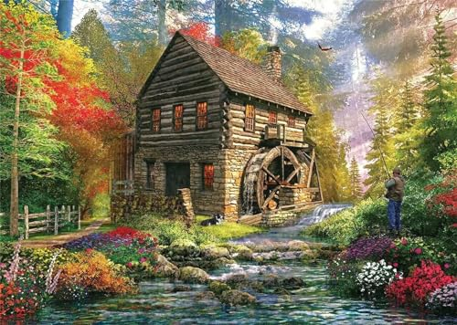 Yoonqun Malen Nach Zahlen Erwachsene,Wald Angler DIY Ölgemälde auf Leinwand Erwachsene Kinder Ölgemälde Kit mit Pinseln und Acrylfarbe für Home Décor (ohne Rahmen) 40x50cm