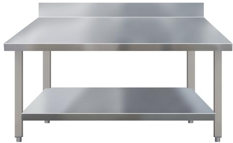 Metall-arbeitstisch Für Die Küche, Gewerblicher Küchentisch Aus Metall, Edelstahl-tisch Für Zubereitung Und Arbeit, Robuster Arbeitstisch Für Die Lebensmittelzubereitung, Mit Rückwand(100cm/39.4in)