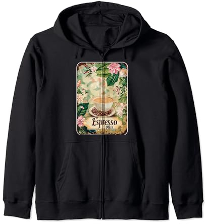 Espresso Bliss Tasse à café Motif floral vintage Barista Sweat à Capuche