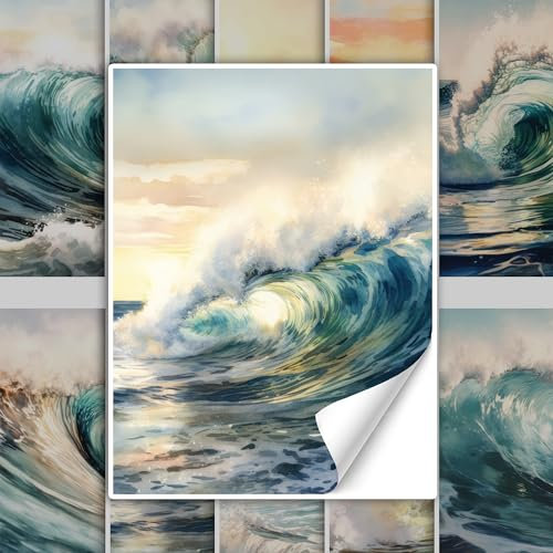 GRAZDesign Fliesenaufkleber Bad & Küche Maritim Wellen Meer Fliesenbilder Klebefliesen selbstklebend - 15x20cm / 10 Stück