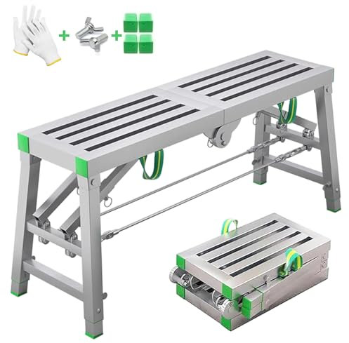 Plataforma de andamio plegable portátil, plataforma de trabajo con capacidad de carga de 500 kg,plataforma de trabajo antideslizante, escalera doméstica, taburete, marco de trabajo,120x30cm