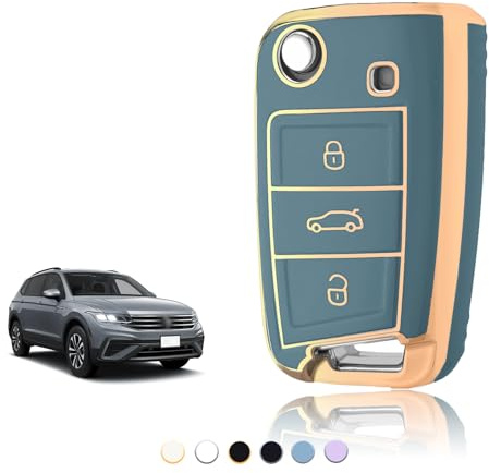TOOMUME Schlüsselhülle, Autoschlüssel Hülle Passt für VW Volkswagen Golf 7 Mk7 Polo Jetta Tiguan Seat Leon Fabia Ibiza Skoda Fabia Octavia Superb, Schlüsselcover Schutz Schlüssel Gehäuse - Flip Key