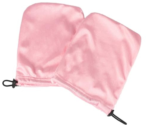 WOONEKY Paraffintherapie Handschuhe und Fußüberzüge Satz zur Wärmespeicherung und Feuchtigkeitsmaximierung 2 Paar aus Baumwolle und Plüsch in Rosa für Zuhause und Schönheitssalon