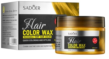 Temporäres Haarfarbe Wachs, Haarwachs, Hair Dye, Unisex Haarfärbemittel Wachs, Nicht-Fettend Matte Frisur Haarfärbemittel Wachs, Waschbares Pflanzenformel Haartone für Männer Frauen, 120g, Gold