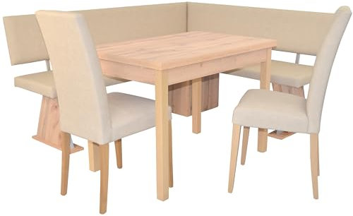 moebel direkt online 4tlg. Eckbankgruppe Schenkelmaß 150x182 cm Eckbank kurzer Schenkel rechts, beige