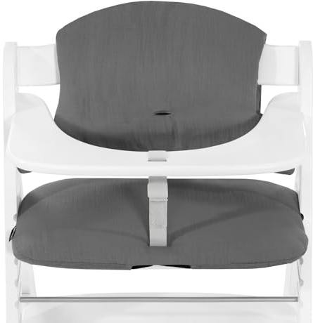 hauck Highchair Pad Select, Dark Grey - Hochstuhl Sitzkissen Kompatibel mit Alpha+, Beta+, Arketa Holzhochstuhl, 6-36 Monate, Anti-Rutsch, Doppelte Polsterung, Einfache Befestigung
