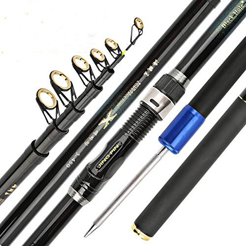 TUANZUN Teleskoprute,Angelrute,Fishing Stipprute Carbon-Faser-Teleskop Angelrute 1.8-3.6m Kurz Seeruten Teleskop Angelrute for Fishing Pole(2.4 m)