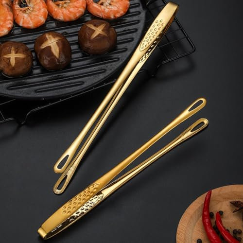 2Pcs Stainless Steel Kitchen Tongs Set, Straight Grill Tweezers BBQ Food Plating Tools Dishwasher Safe Flexible Precision Grip for Hot Delicate Foods(Silver)