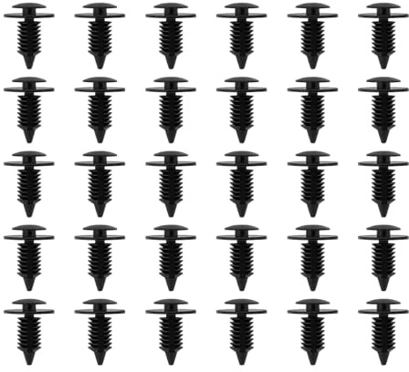 VGOL 30pcs Clip Spinta Albero Abete Auto Parte Ricambio Diametro Asta 9mm Lunghezza Totale 25mm Larghezza 18,5mm Rivetti In Plastica Elementi Fissaggio Griglia Parafango Copertura