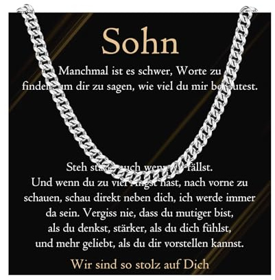 PDTU Geschenke für Männer, Edelstahlkette Liebes Geschenke für Mann Ehemann Freund Papa Bonus Papa Werdender Papa Bruder Sohn, Halskette Herren Geschenk zum Jahrestag Geburtstag