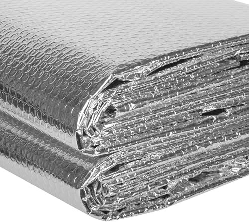 MYFAMIREA Double Reflective Insulation Roll 59IN x 8.2FT Bubble Aluminum Foil Sheet Thermal Insulation for Summer Heat, 3MM Insulated Radiant Barrier Wrap Insulation with 60P Tapes for RV, Window