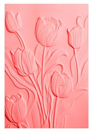 Tulip 3D Embossing Folder for Card Making DIY Scrapbooking Blossom Tulip Flower Clear Plastic Texture Fades Embossing Folder Template for Scrapbooking Paper Crafts Arts Supplies Handmade Crafts