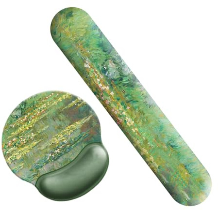 Vattenlilja oljemålningsdyna, skumpalmstöd, handledsstöddyna, vattenlilja, palmstöd tangentbord, skumspelsmussdyna, handstöd med halkfri bas för tangentbord och möss