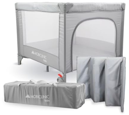Mobiclinic®, Baby Laufgitter, 2 in 1, Reisebett, Tragetasche, Faltbar, Seitlicher Einstieg, Baby Laufgitter, 0-3 Jahre, Atmungsaktives Netz, 2 Räder mit Bremse, Herausnehmbare Matratze, Sleepland